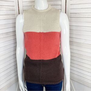 Vintage Y2‎ The Limited Color Block Sleeveless Sweater Tan Coral Brown Large